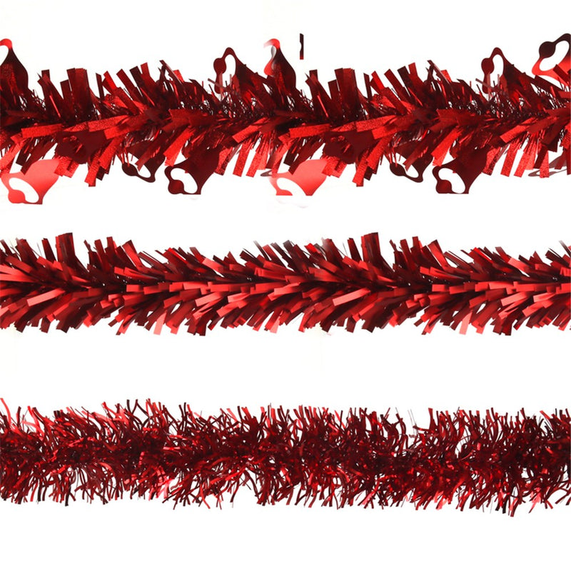 2m red Christmas tinsel 6 ply assorted