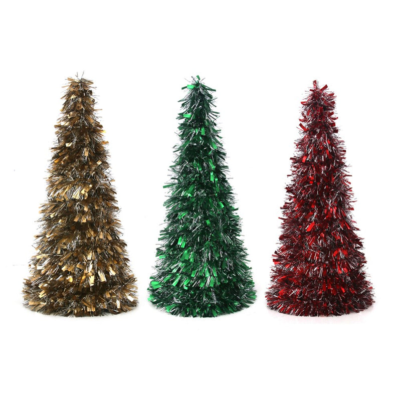 48cm traditional chunky tinsel Christmas tree assorted