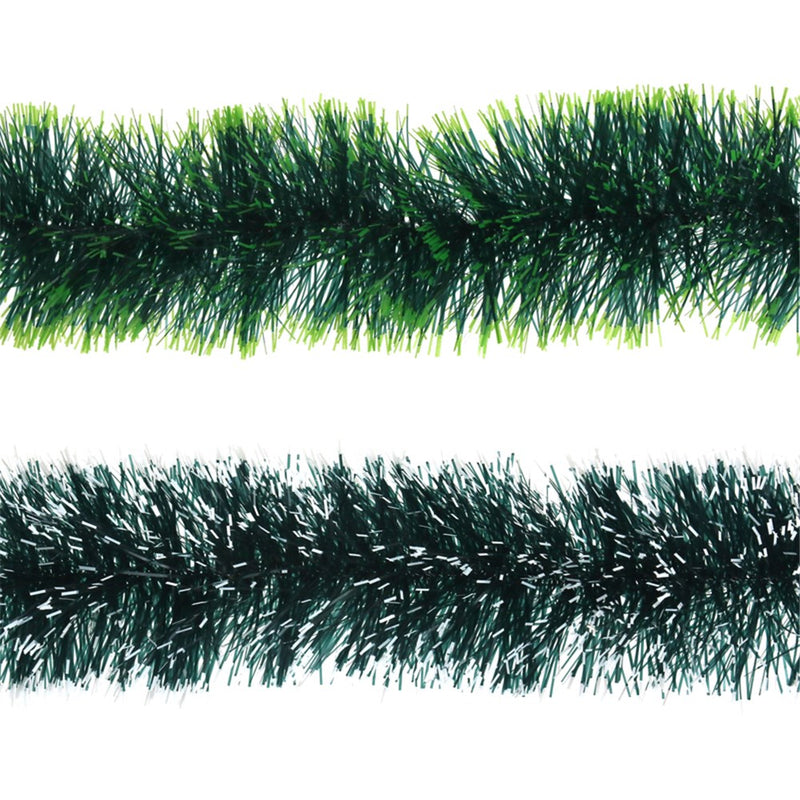 2m forest green Christmas tinsel 6 ply assorted