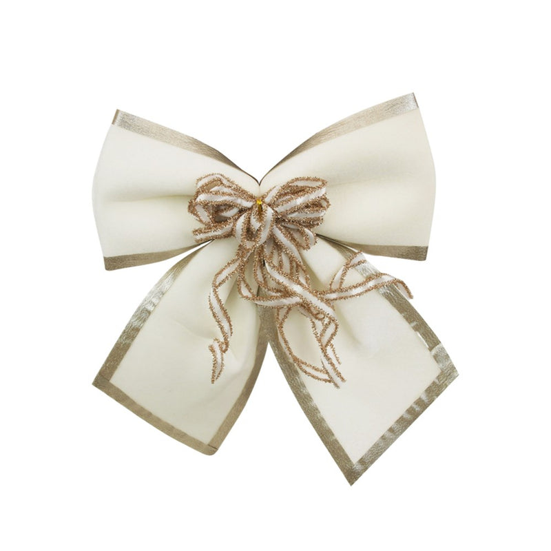 large ivory velvet Christmas bow 30 x 35cm