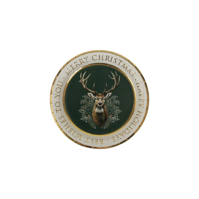 18cm reindeer Christmas paper plates 20 pack