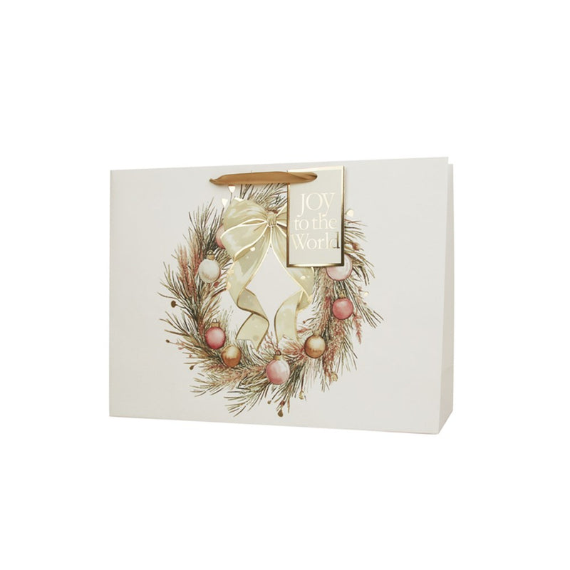 large horizontal Christmas wreath gift bag