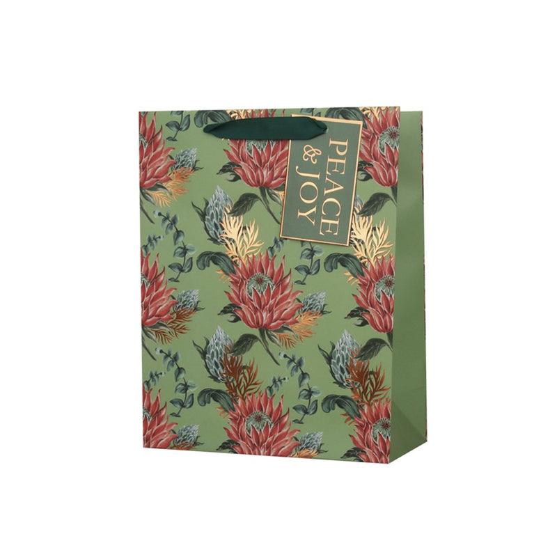 large Australiana Christmas floral gift bag