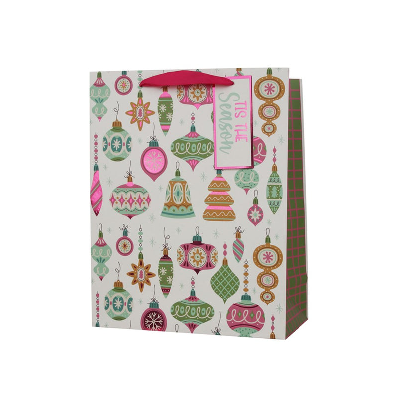 large retro Christmas ornament gift bag