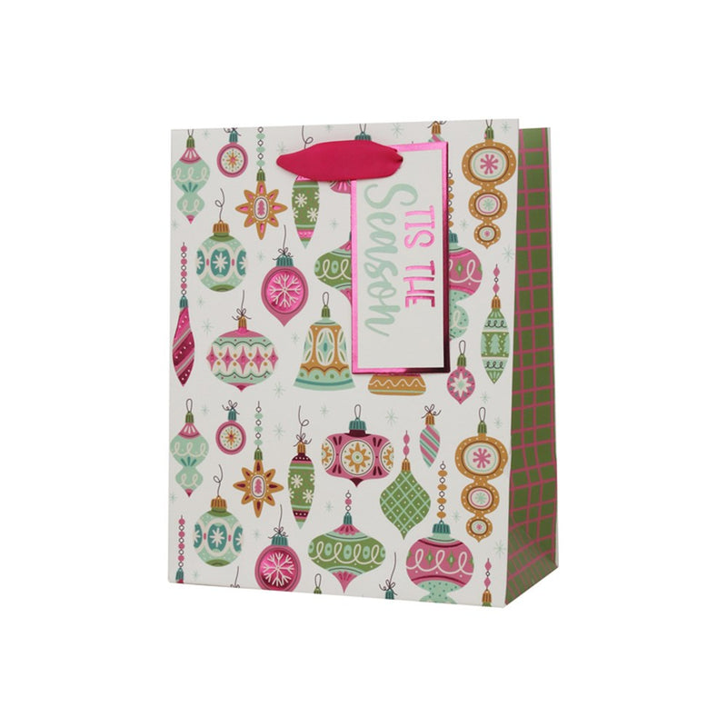 medium retro Christmas ornament gift bag