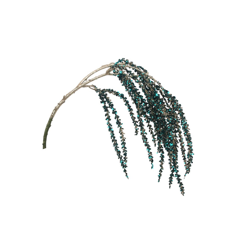 79cm silver glitter weeping willow stem with forest beads