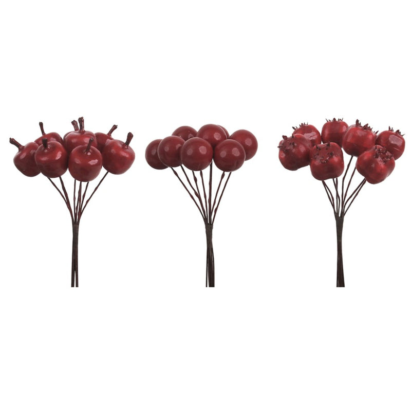 berry apple and pomegranate Christmas picks 10cm assorted