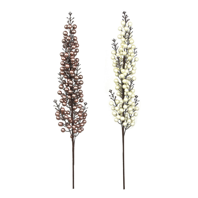 77cm bronze and pearl finish Christmas berry stems assorted