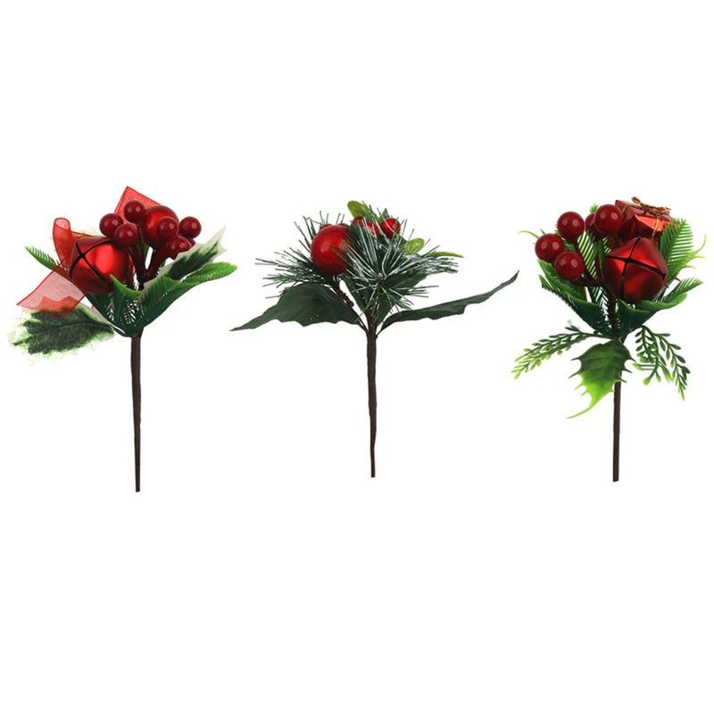 15cm black Christmas berry pick in 3 assorted designs