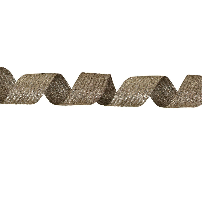 champagne glitter Christmas ribbon 7.5 x 150cm