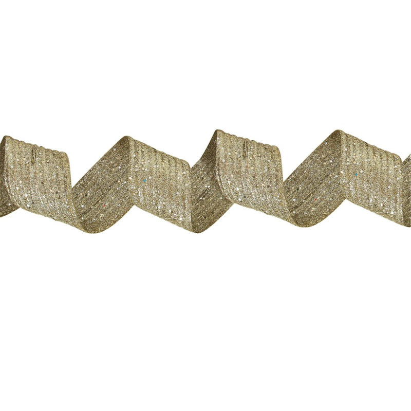 gold glitter Christmas ribbon garland 7.5 x 150cm