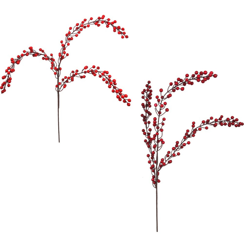 80cm dangling Christmas berry bunch in 2 assorted designs