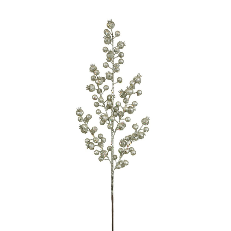 75cm platinum Christmas berry stem