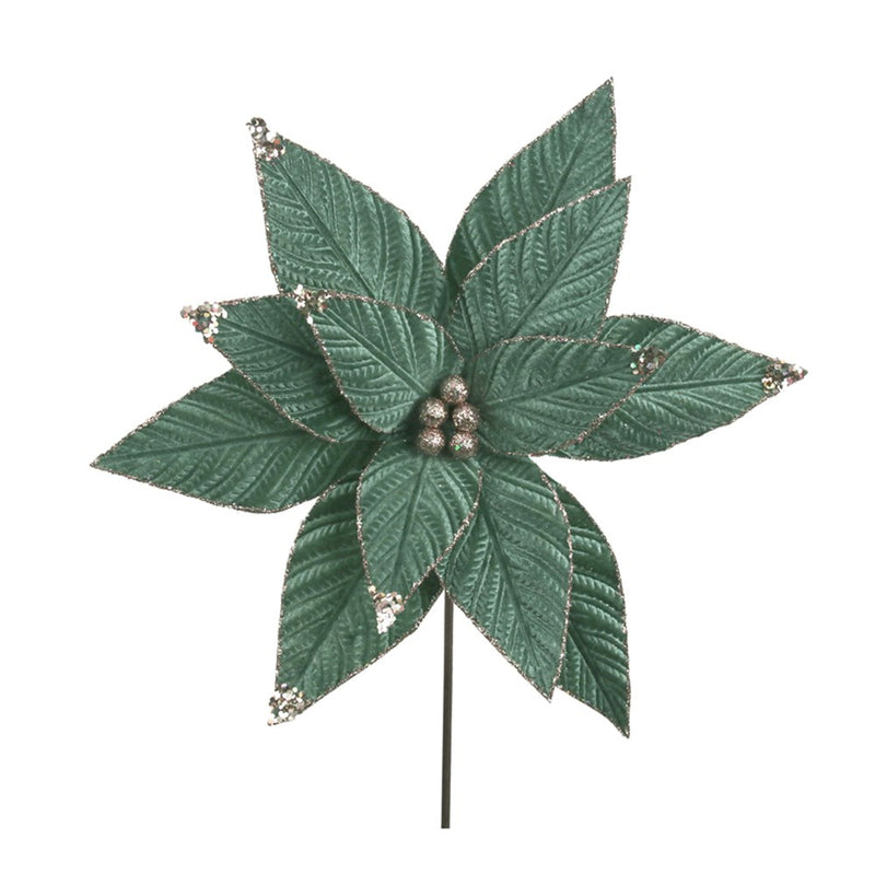 41cm sage velvet Christmas poinsettia