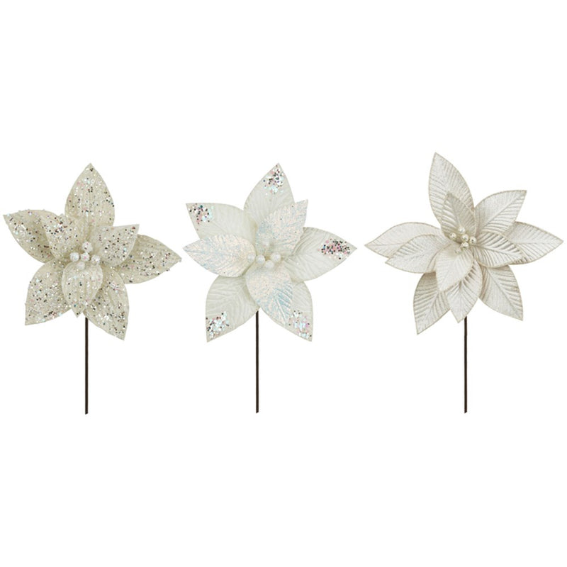 champagne Christmas poinsettias assorted designs