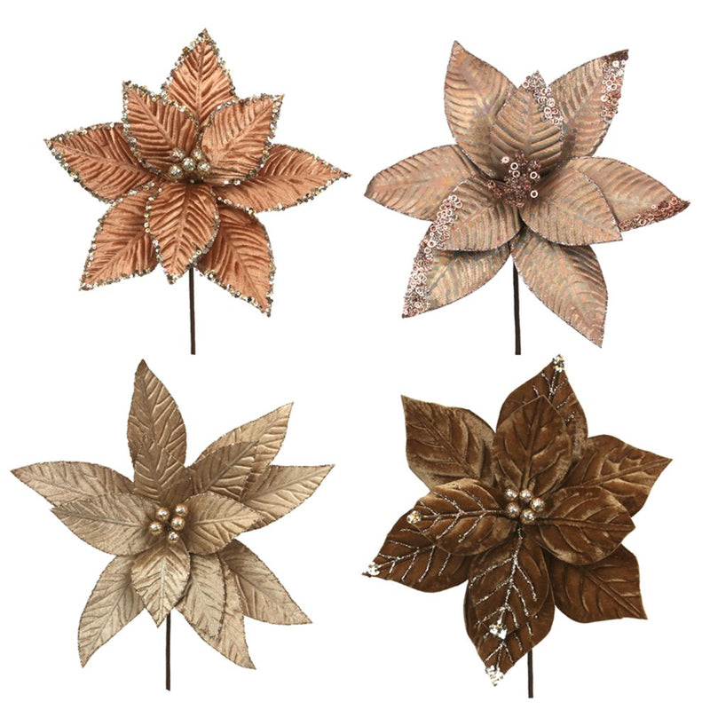 Shimmer and Spice poinsettia Christmas clips in assorted designs