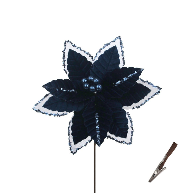 25cm royal blue Christmas poinsettia