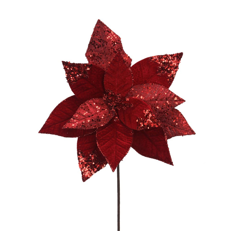 red velvet poinsettia Christmas stem
