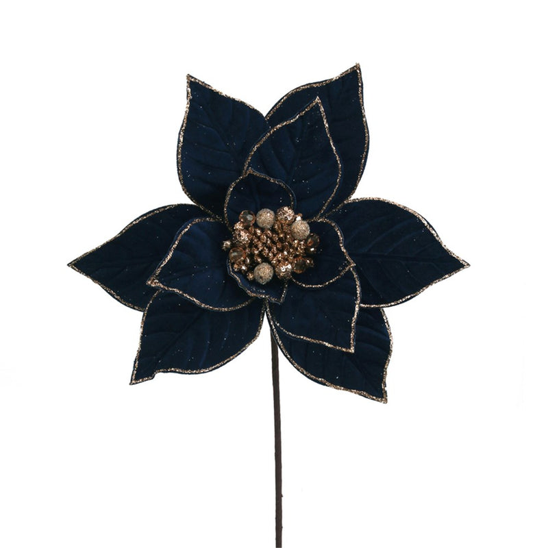 28cm midnight blue poinsettia with rose gold details