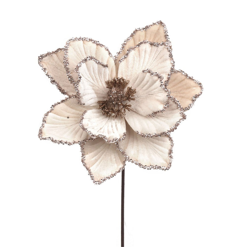champagne brown magnolia with glitter and 50cm stem