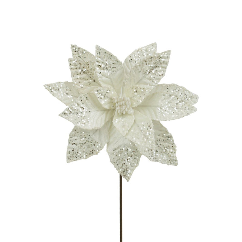 ivory velvet poinsettia with 50cm stem