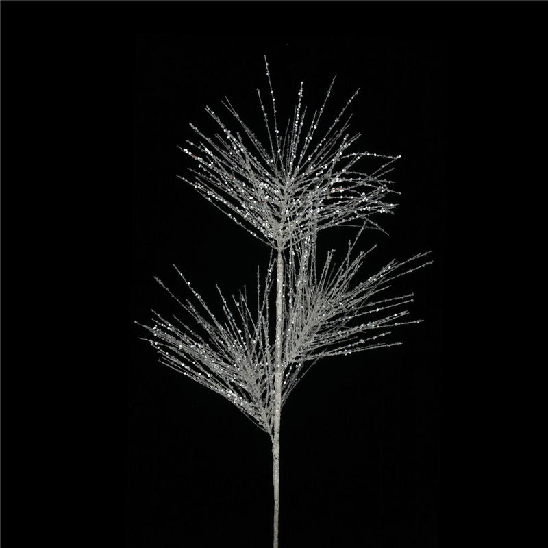 78cm white three head glitter Christmas spray