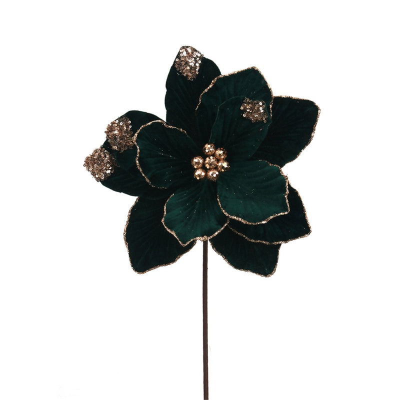 emerald green poinsettia with 50cm Christmas stem