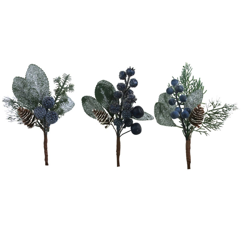16cm blueberry Christmas picks in assorted designs
