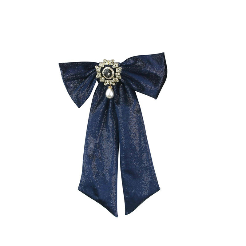 navy Christmas bow with jewelled centre