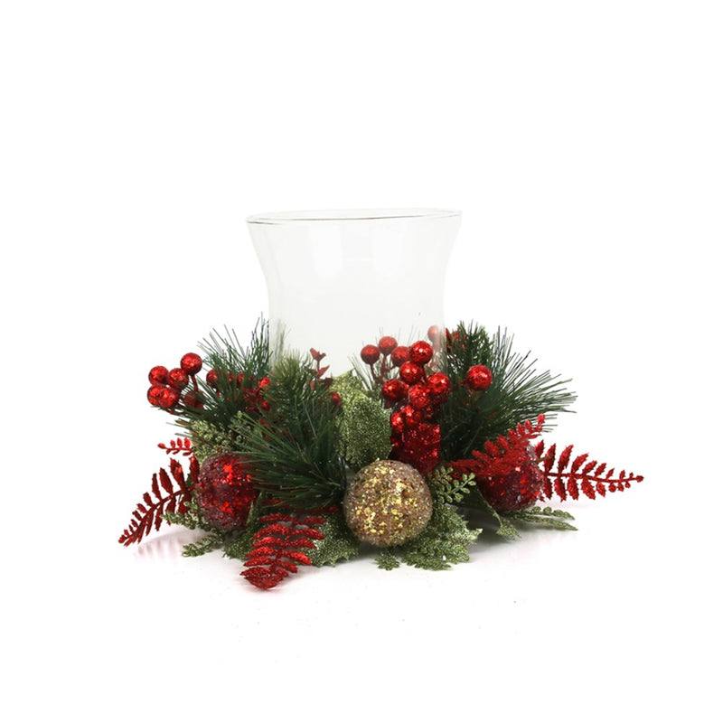 frosted fruit Christmas hurricane candle holder