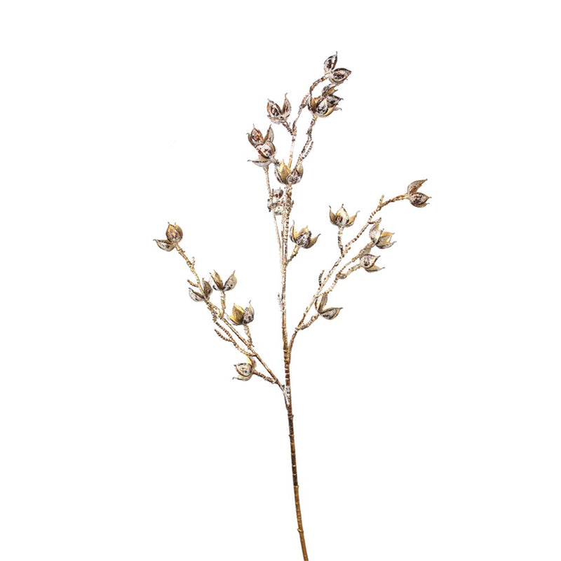 91cm gold cotton Christmas stem with ice details
