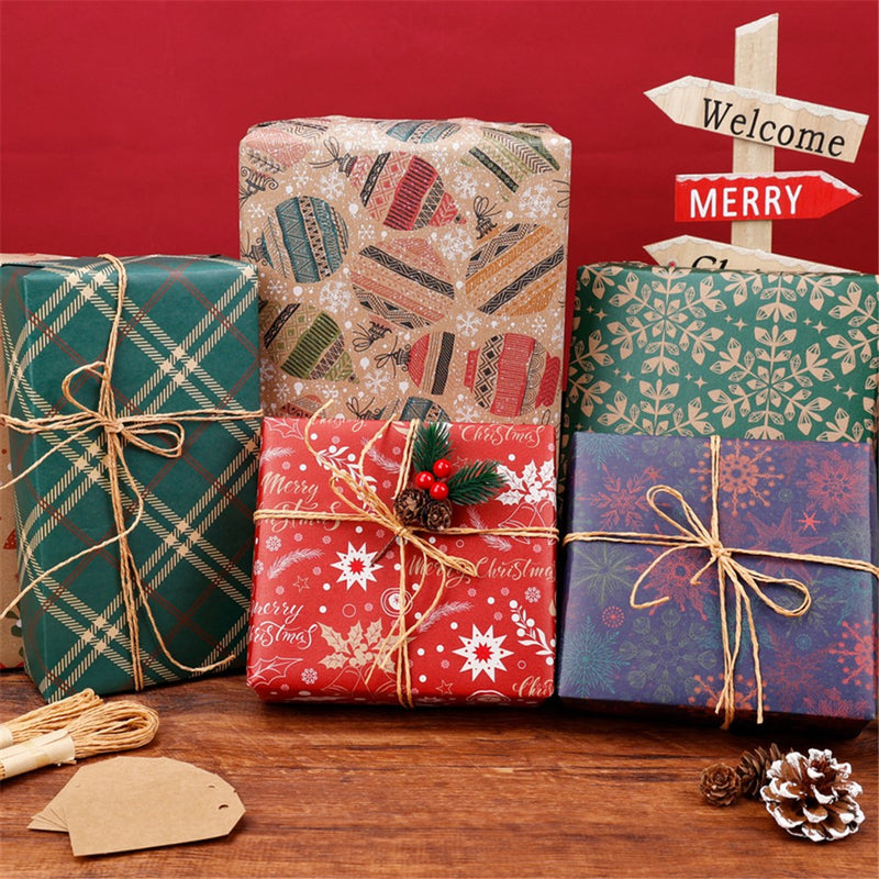 Christmas kraft wrapping paper roll 70cm x 10m 50gsm