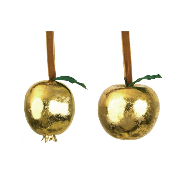 antique gold apple and pomegranate Christmas decorations