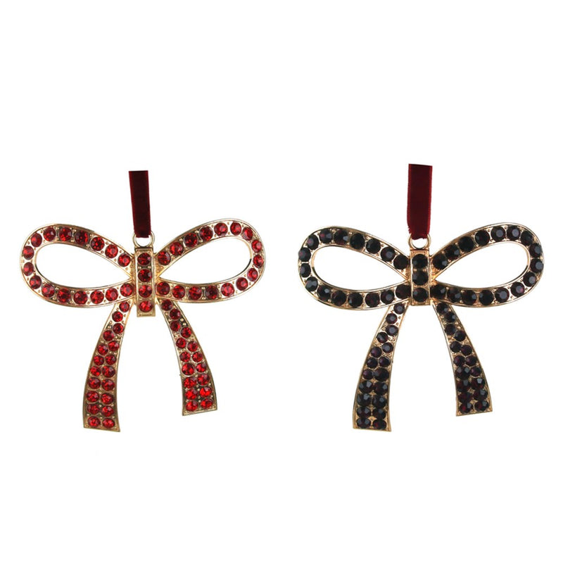 burgundy and plum pink crystal Christmas bows 10 x 8cm