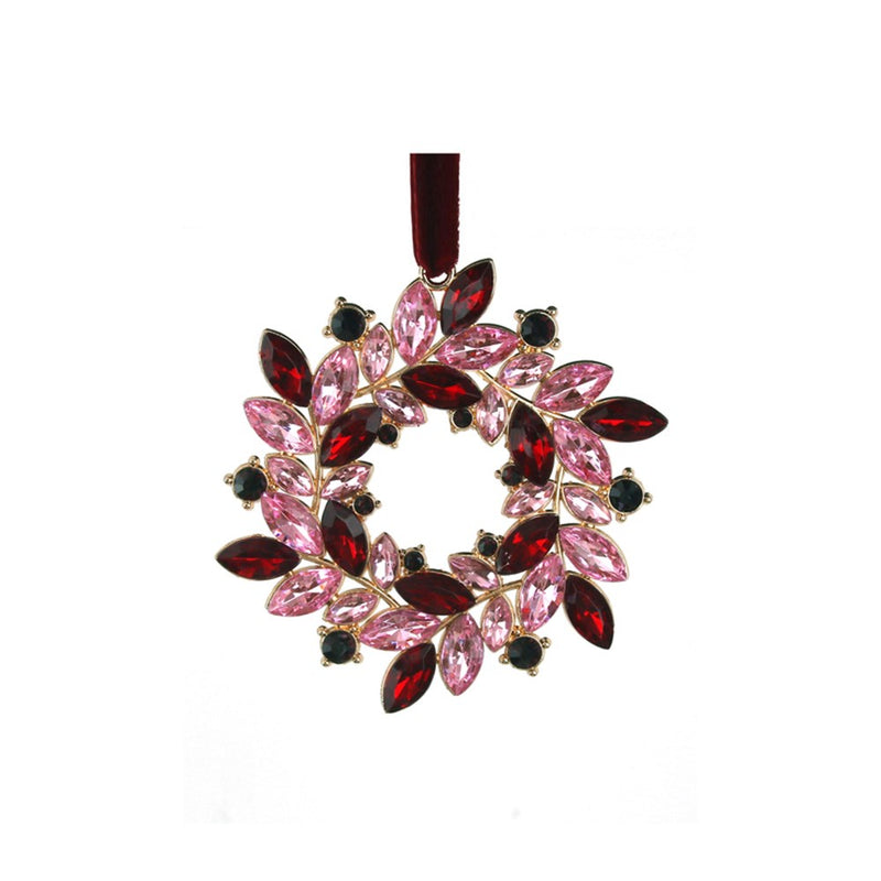 10cm burgundy jewelled wreath Christmas ornament