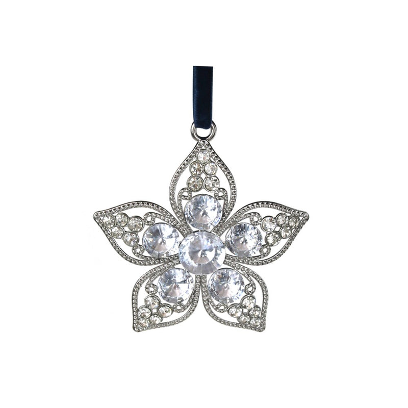 8cm jewelled flower Christmas decoration