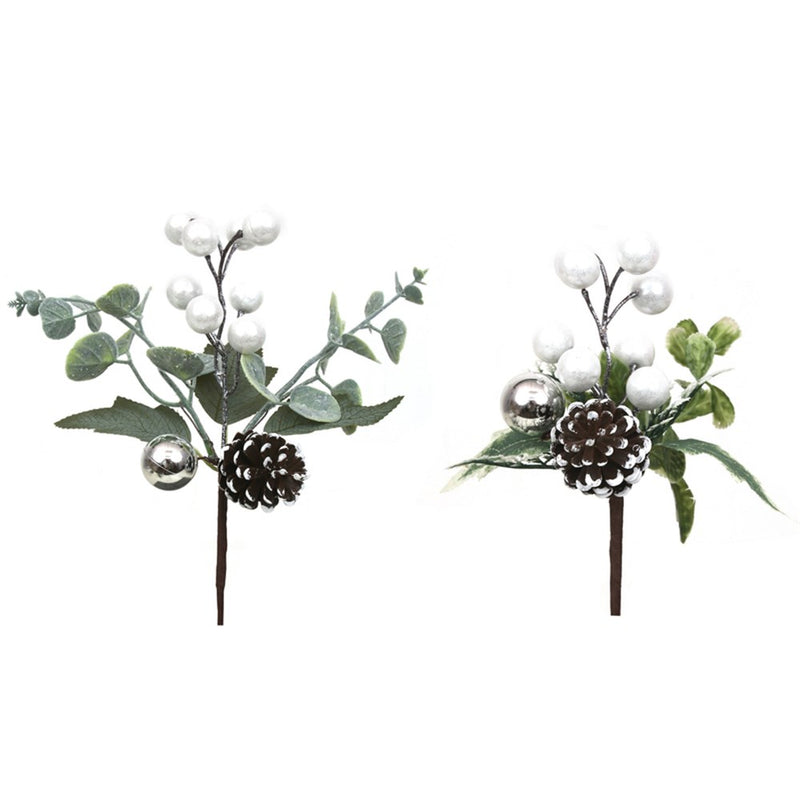 22cm white Christmas berry picks assorted designs