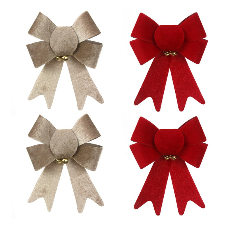 2 pack red and champagne velvet Christmas bows