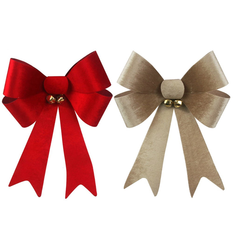 red and champagne velvet Christmas bow 33 x 46cm assorted