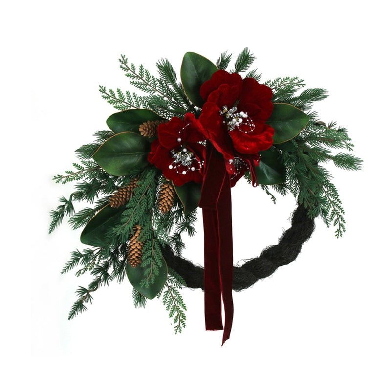 60cm red magnolia with real touch fern and faux willow