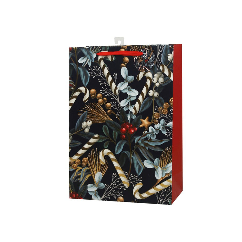 extra large holly and candy cane Christmas gift bag