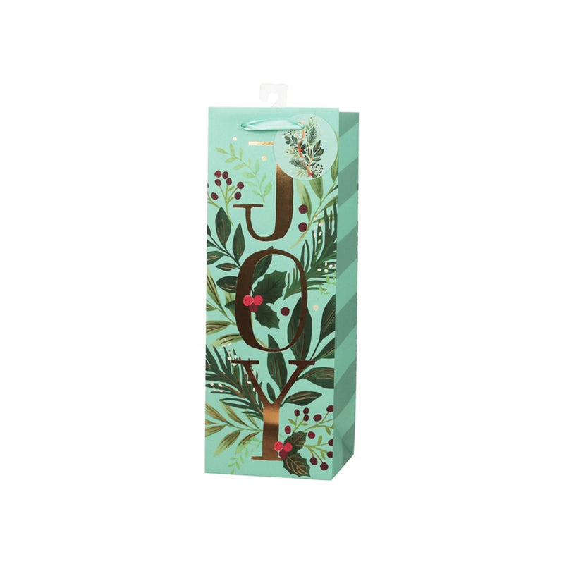Joy Christmas bottle gift bag