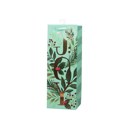 Joy Christmas bottle gift bag