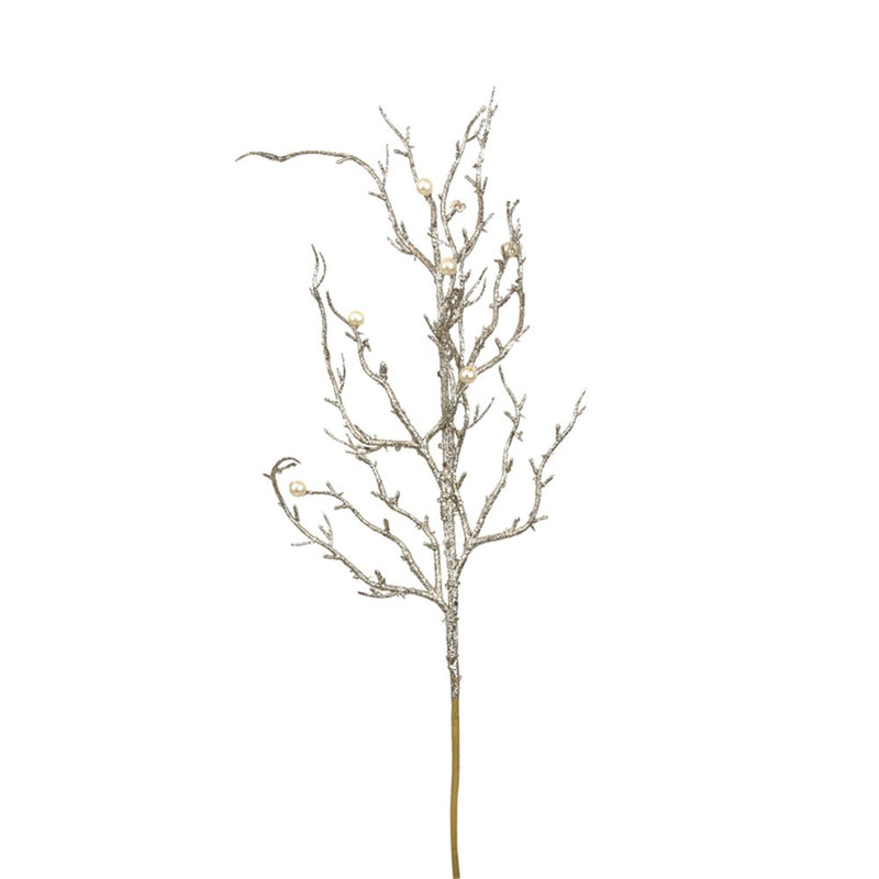 70cm champagne Christmas branch with pearl details