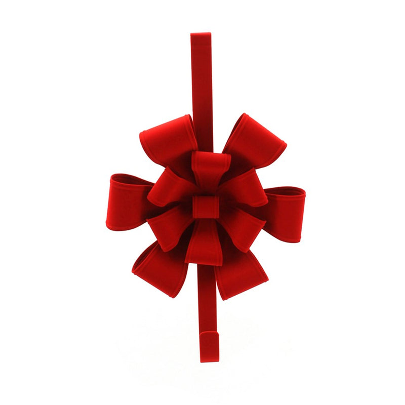 flocked red metal Christmas wreath hanger