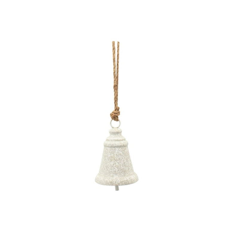 whitewash metal Christmas bell 12 x 17.5cm