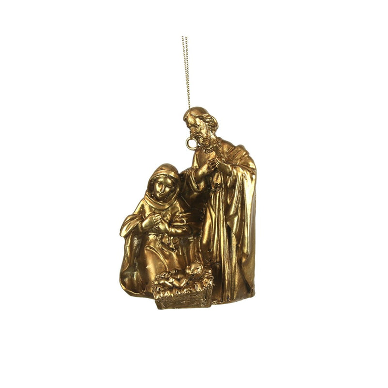 antique gold Holy Family nativity hanging Christmas decoration