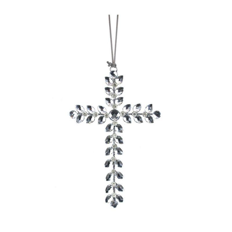 dark silver metal crucifix with glitter and acrylic gems