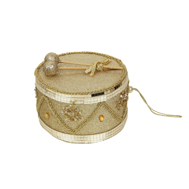 champagne velvet Christmas drum 15 x 9cm