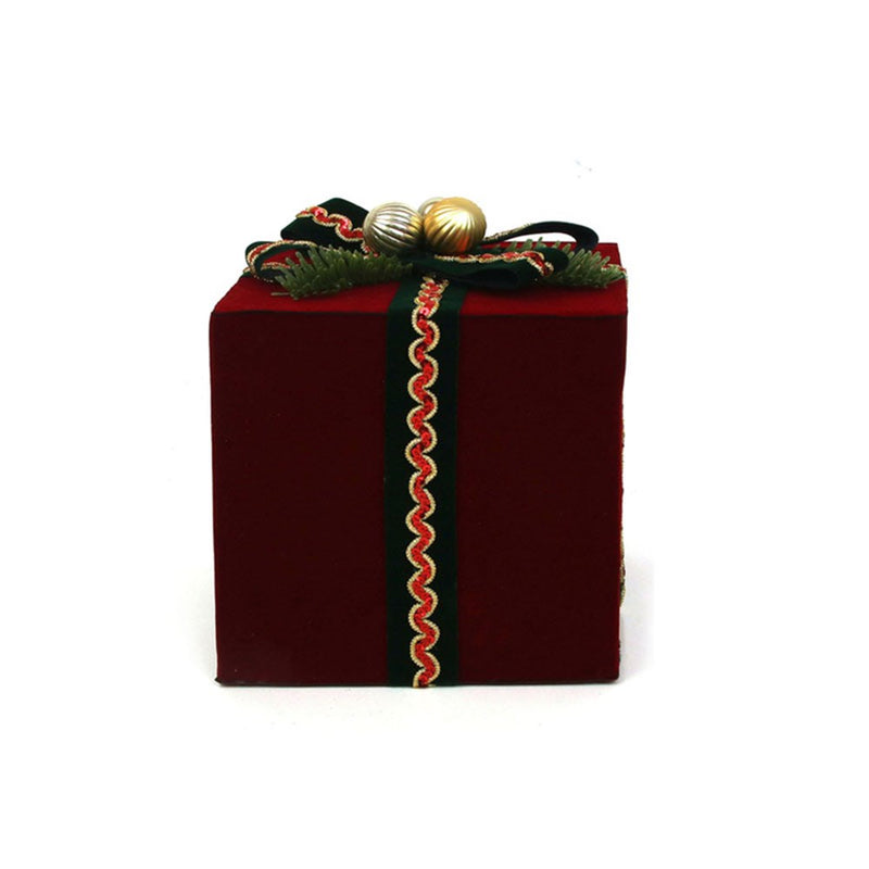burgundy velvet Christmas gift box 18 x 18 x 22cm